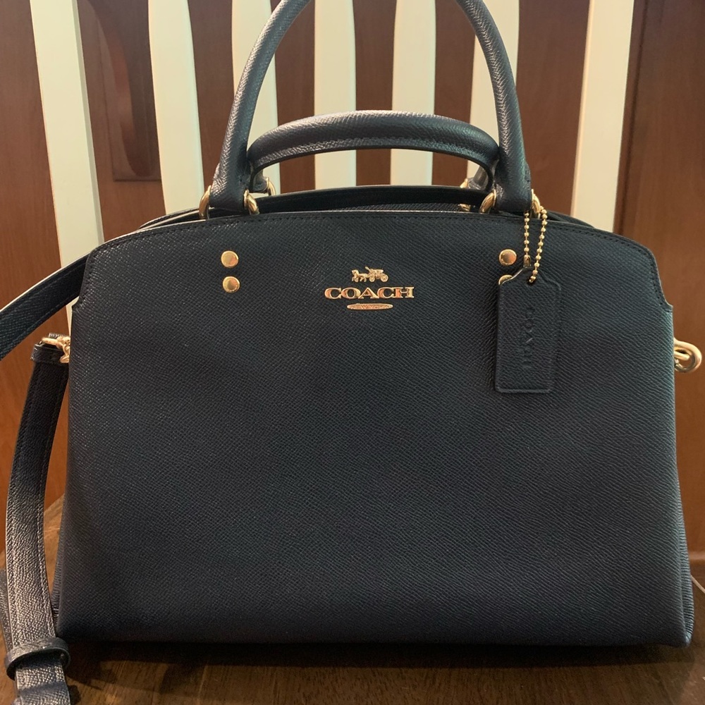 Coach New York Lillie Carryall Handbag Navy Blue
